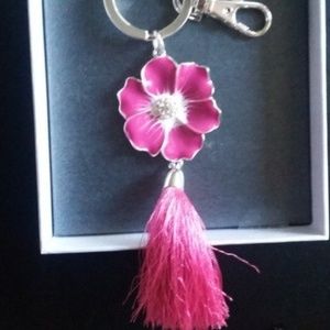 NEW Liz Claiborne Pink Flower Bag Charm